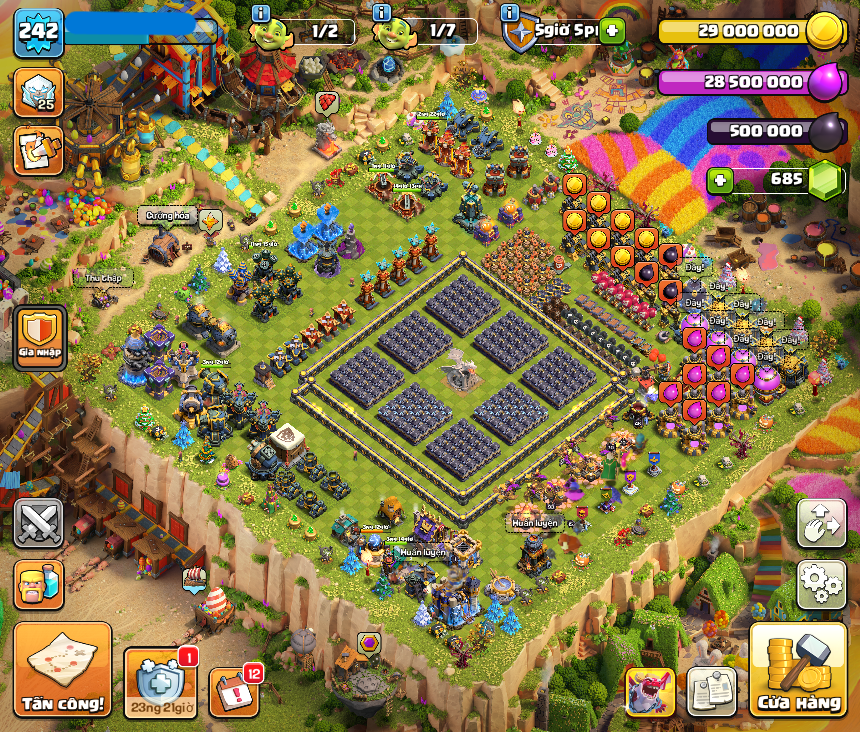 TH18 DEF C?NG – D�N C�Y S? KI?N ??P – TRANG B? ??P – QU�N KHO? – HEROES LEVEL CAO – SKIN T??NG + PHONG C?NH ??P